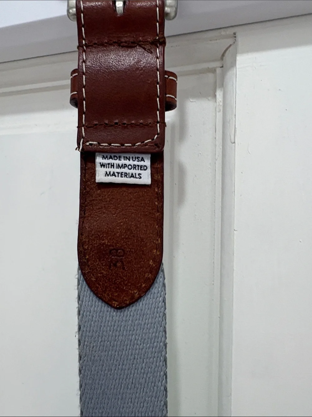 Peter Millar Green Golf belt with Brown Leather Accents size 38